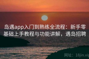 岛遇app入门到熟练全流程：新手零基础上手教程与功能讲解，遇岛招聘