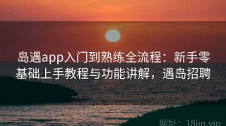 岛遇app入门到熟练全流程：新手零基础上手教程与功能讲解，遇岛招聘