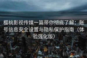 樱桃影视传媒一篇带你彻底了解：账号信息安全设置与隐私保护指南（体验强化版）