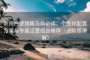新用户使用趣岛前必读：个性化配置方案与专属设置组合推荐（进阶版讲解）