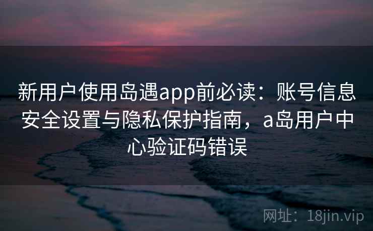 新用户使用岛遇app前必读：账号信息安全设置与隐私保护指南，a岛用户中心验证码错误